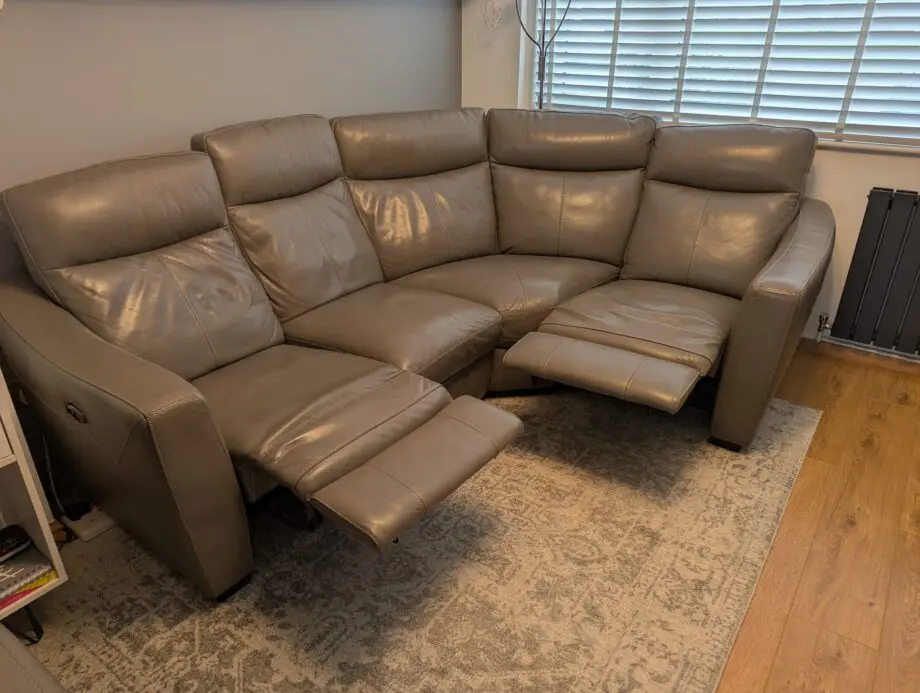 Furniture Village Compact Collection Grey Modular Power Recliner Corner Sofa and Armchair