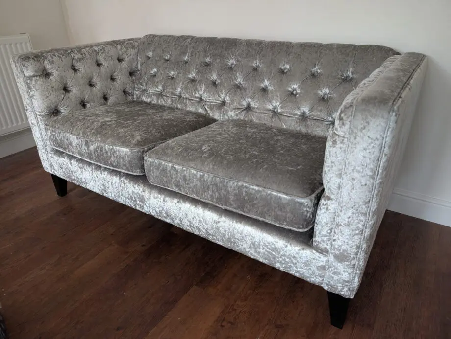 Next Silver Crushed Velvet Sofa