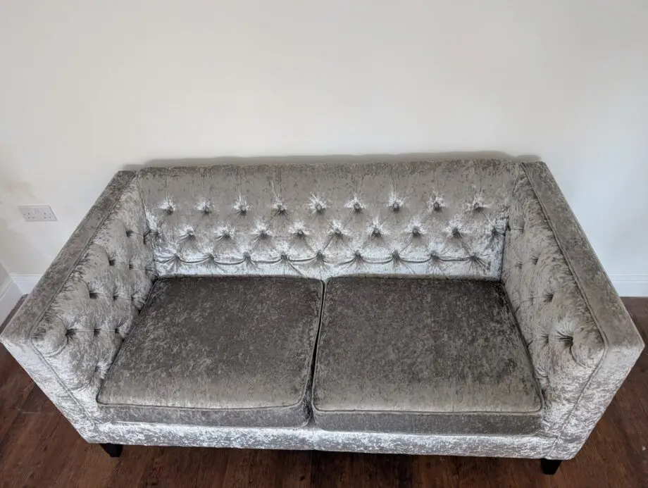 Next Silver Crushed Velvet Sofa
