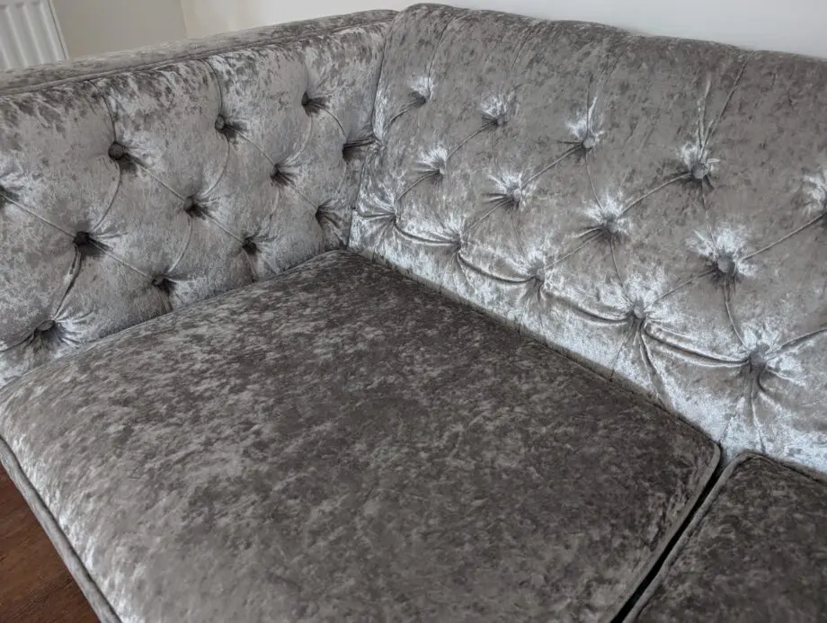 Next Silver Crushed Velvet Sofa