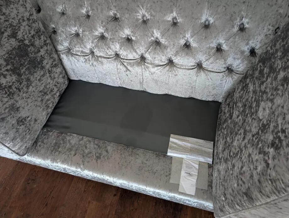 Next Silver Crushed Velvet Sofa