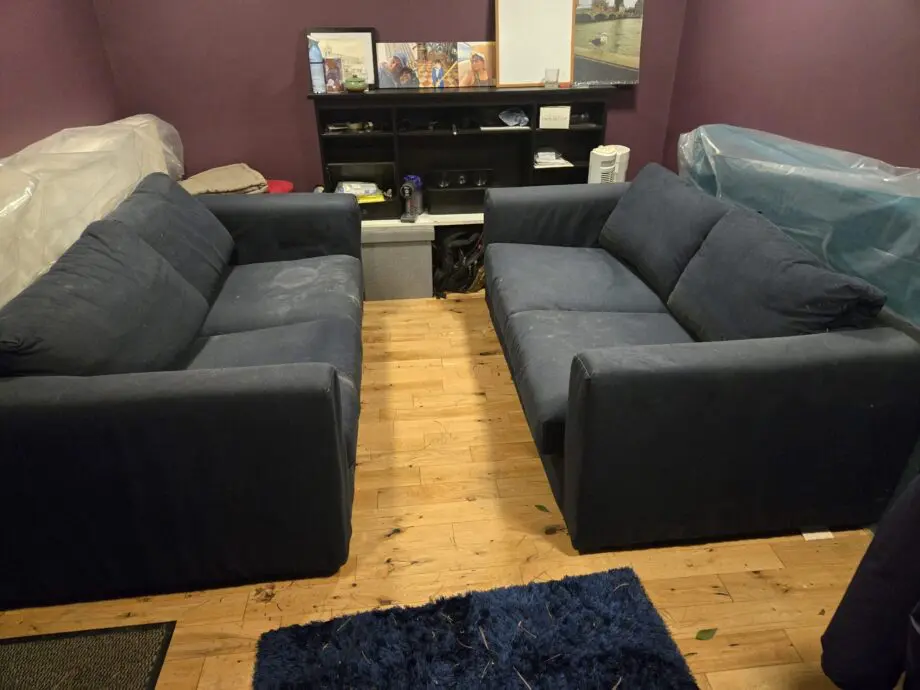 2 × three seater sofas.