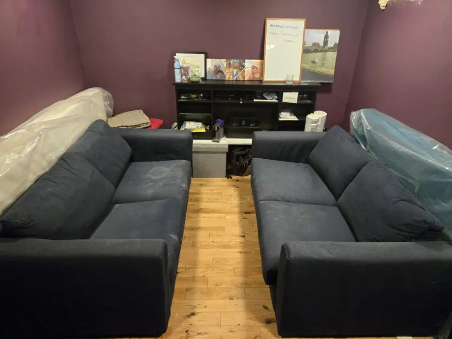 2 × three seater sofas.