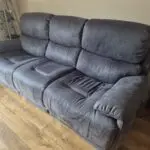 DFS grey/blue 3 seater recliner sofa