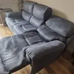 DFS grey/blue 3 seater recliner sofa