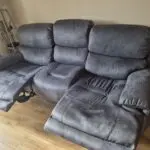 DFS grey/blue 3 seater recliner sofa