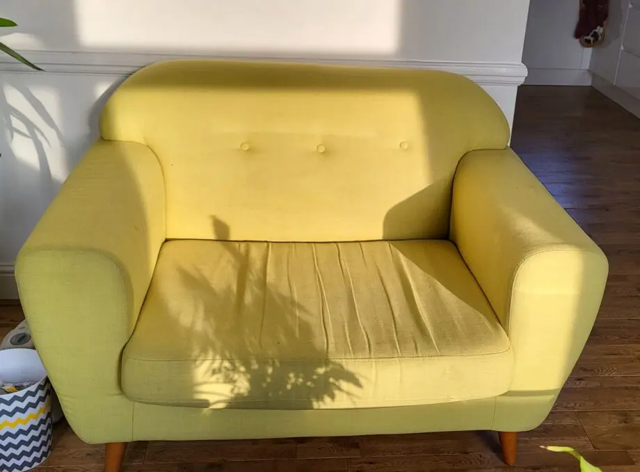 Grey 4 seater and yellow cudle sofa