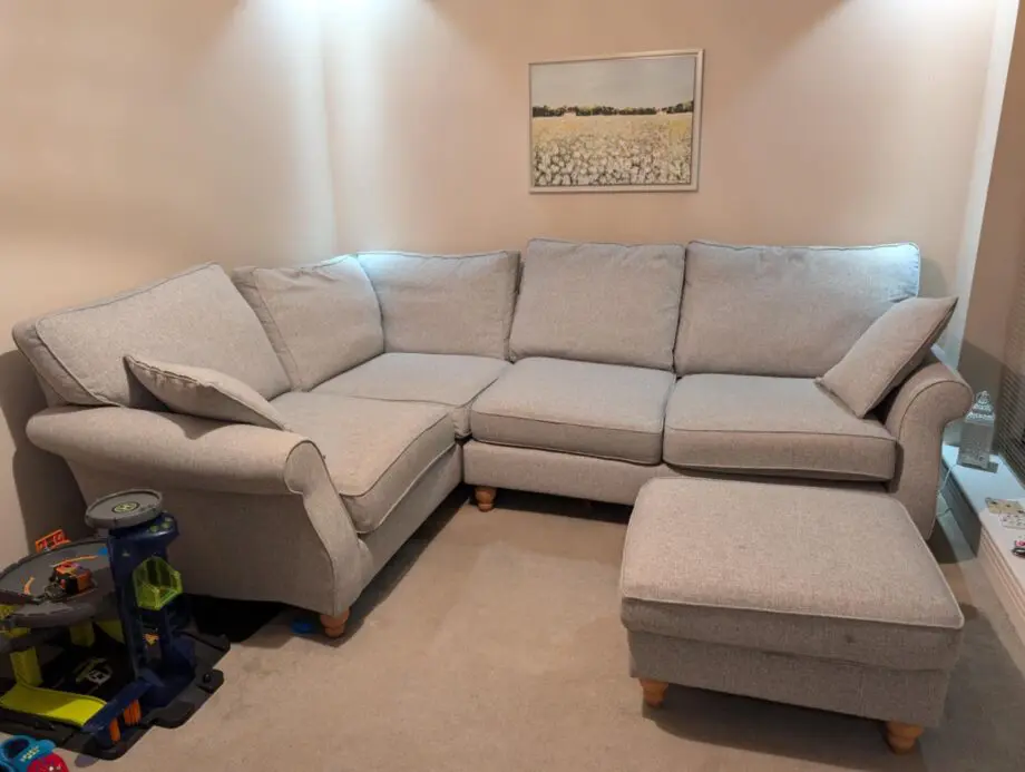 Next Ashford corner sofa, Tweedy blend - light silver