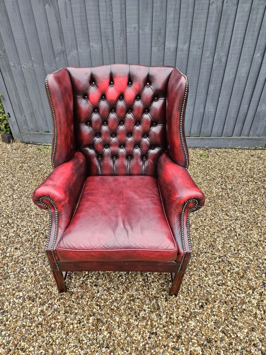 Leather chesterfield wingback