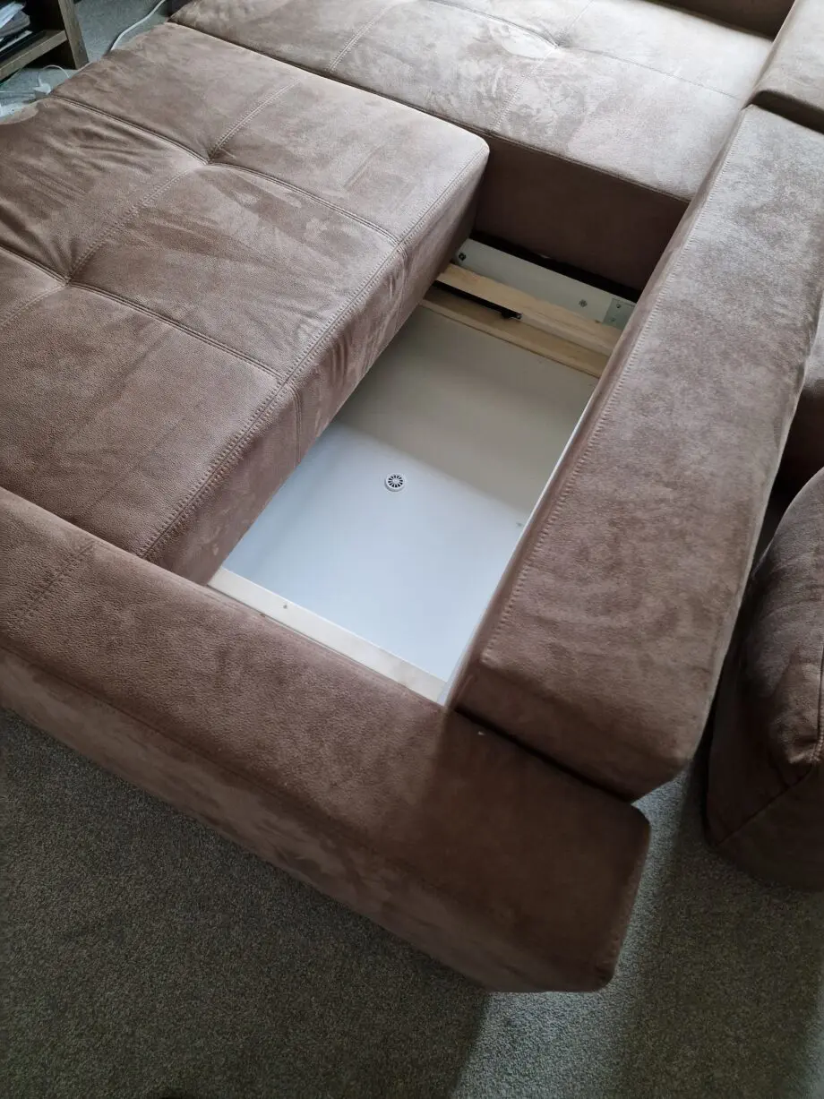 Mocca King size corner sofa bed in walnut shell from Sofabed Expert
