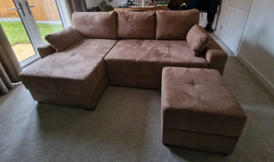 Mocca King size corner sofa bed in walnut shell from Sofabed Expert