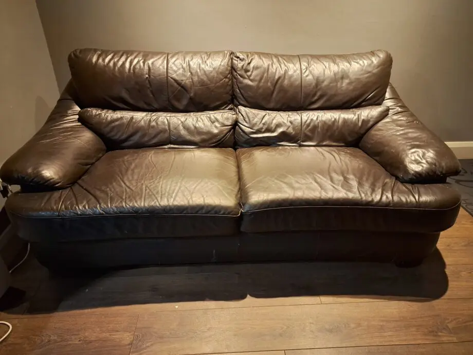 Black leather sofa