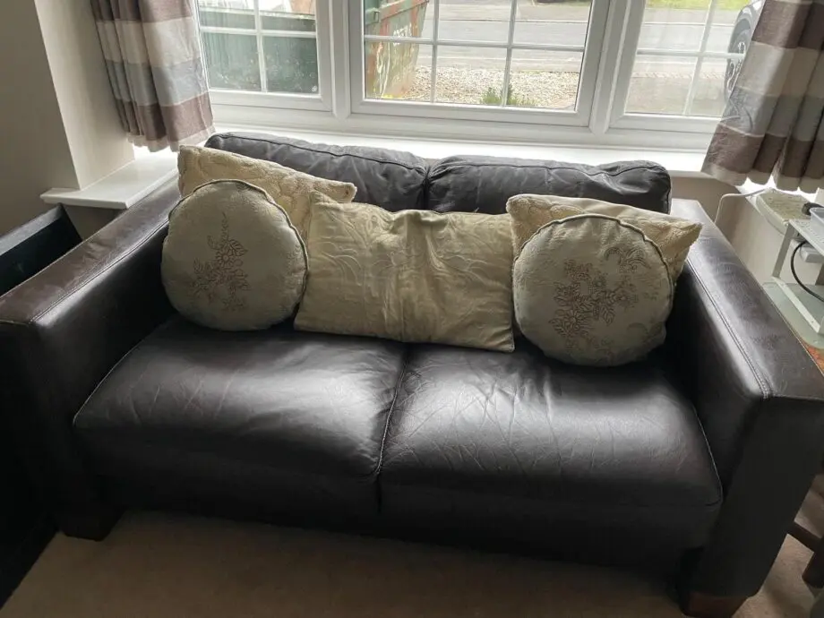 Brown leather sofa