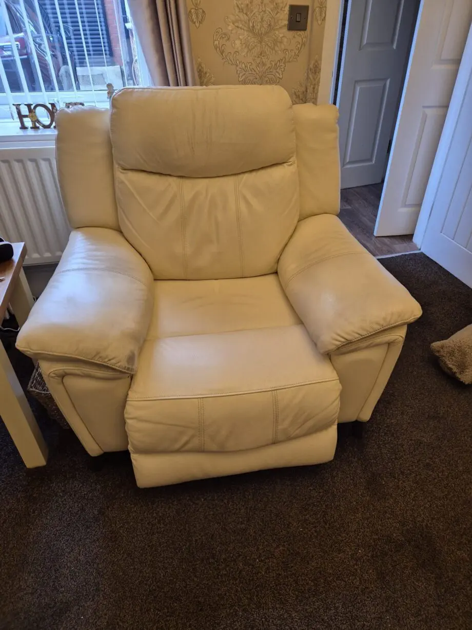 Leather 2 seater sofa and recliner chair