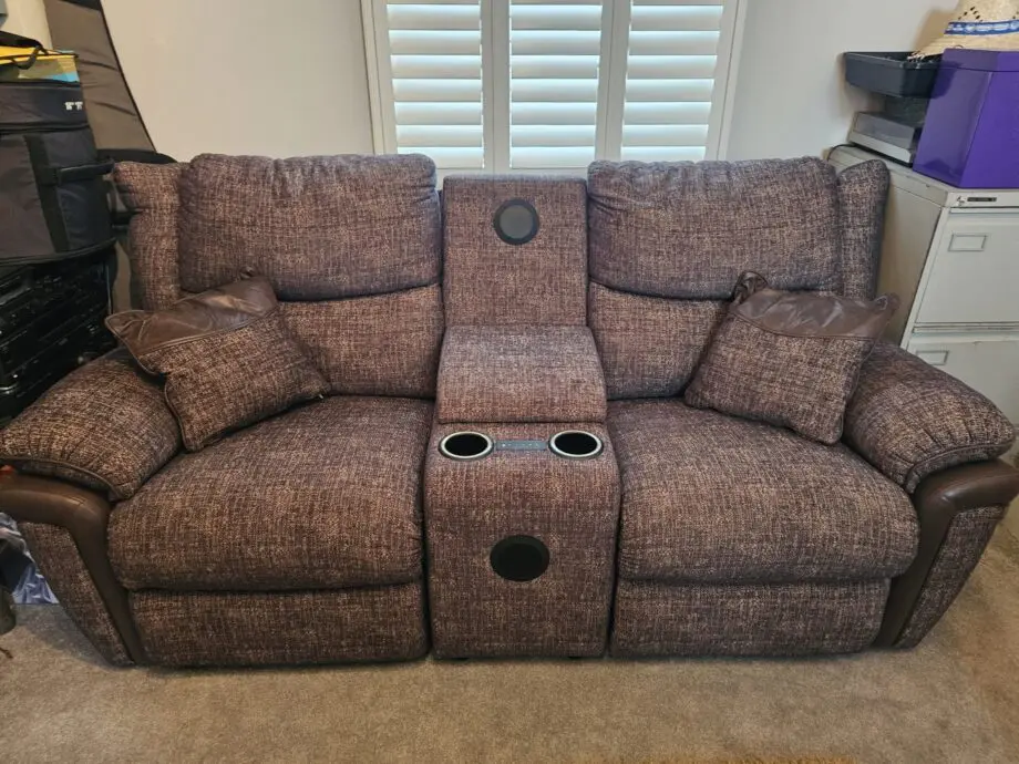La-Z-Boy sofa, brown, 2 seater, audio, Bluetooth, power, recliner