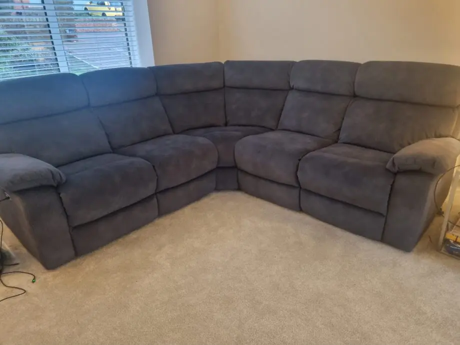 Charcoal soft suede recliner corner sofa