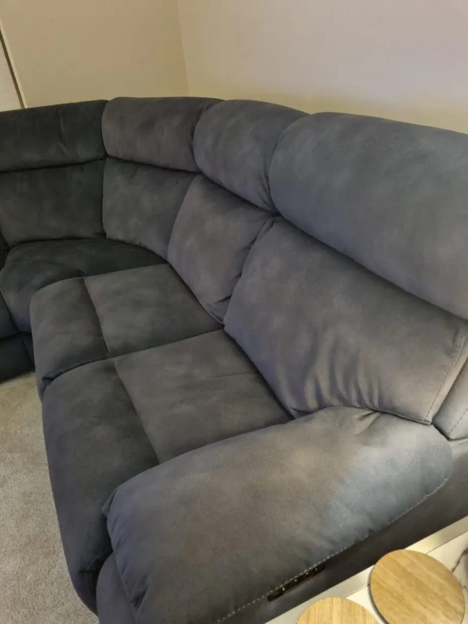 Charcoal soft suede recliner corner sofa