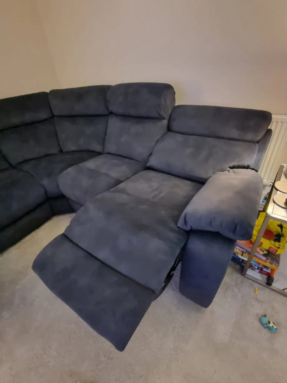 Charcoal soft suede recliner corner sofa