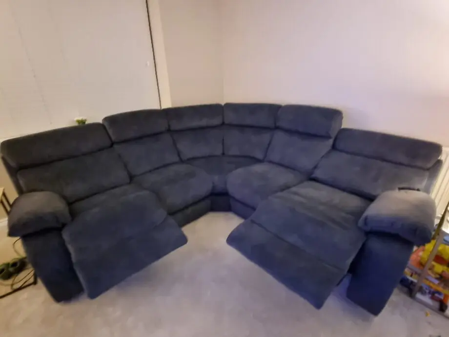 Charcoal soft suede recliner corner sofa