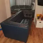 Blue 4 seater leather sofa