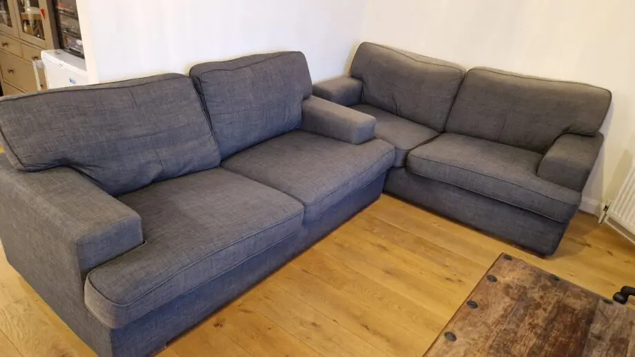 2x three seater sofas dark grey