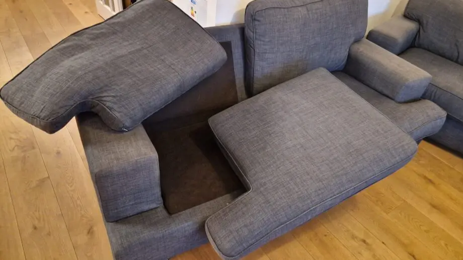 2x three seater sofas dark grey