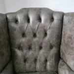 Chesterfield Winged Back Armchair in Beautiful Distressed Antique Grey