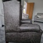 Chesterfield Winged Back Armchair in Beautiful Distressed Antique Grey