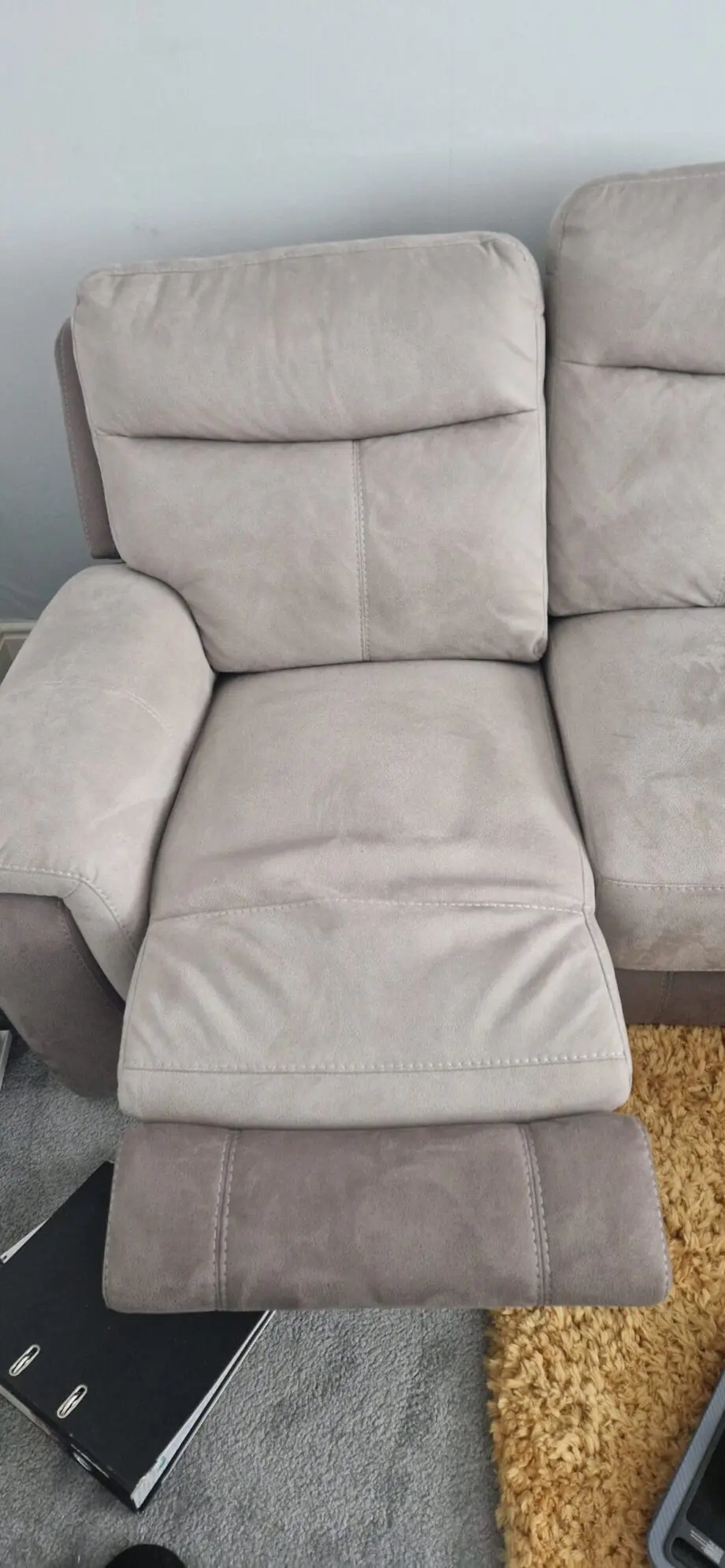 2x DFS 2 tone, grey suede 3 seater recliners