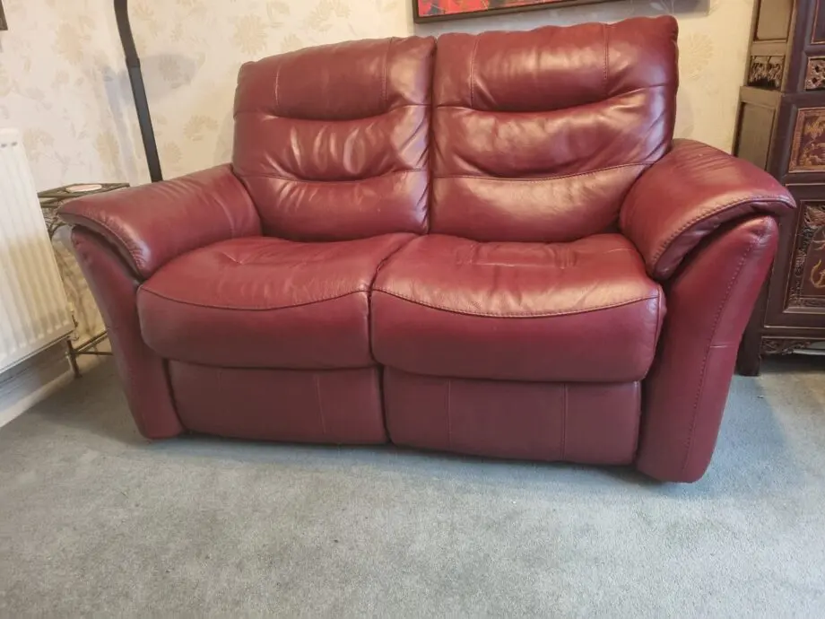 Brody Leather 2 Seater Metz Rouge Power Recliner Sofa