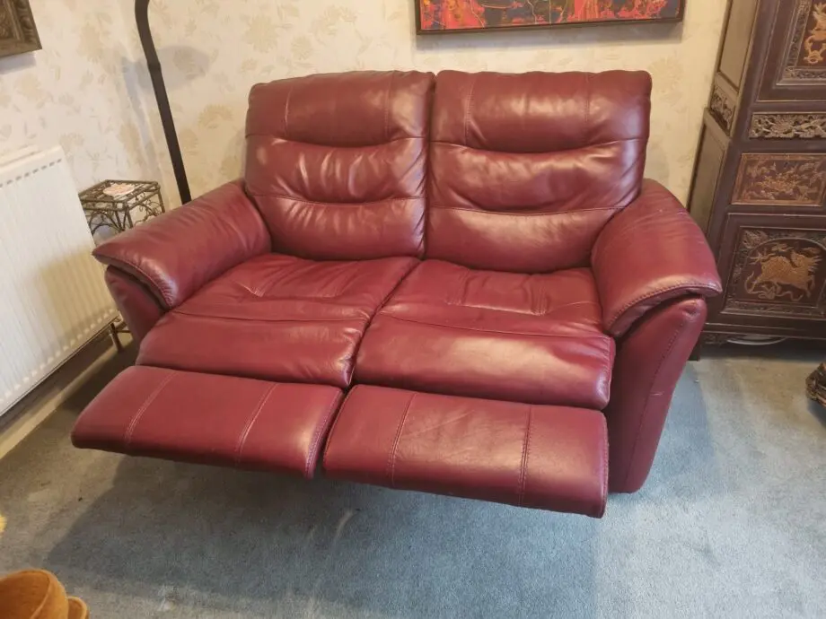 Brody Leather 2 Seater Metz Rouge Power Recliner Sofa