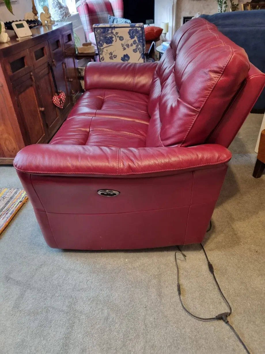 Brody Leather 2 Seater Metz Rouge Power Recliner Sofa