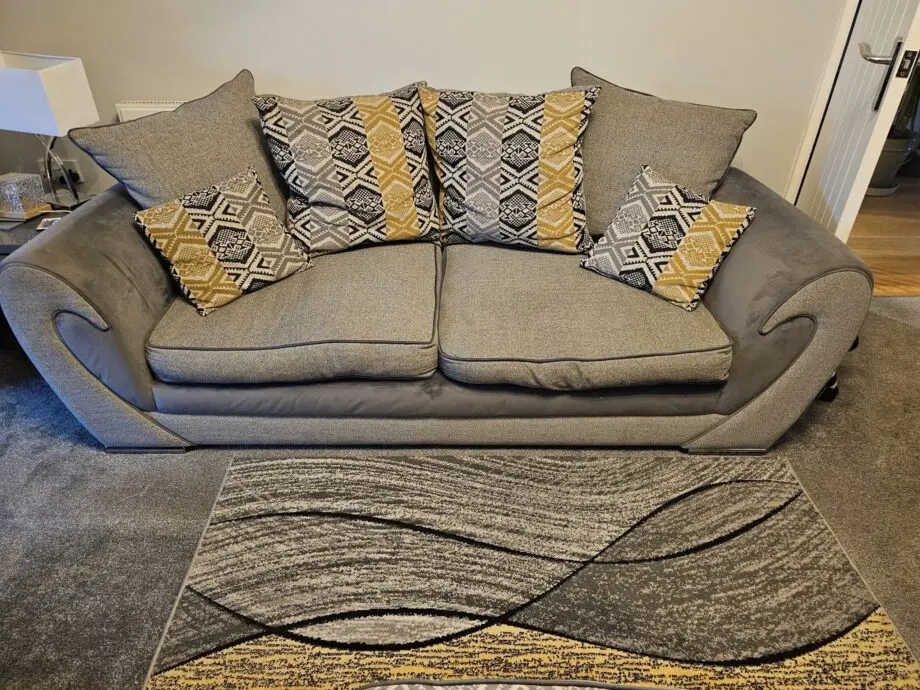 SCS 2x 3 seater sofas love seat and footstool