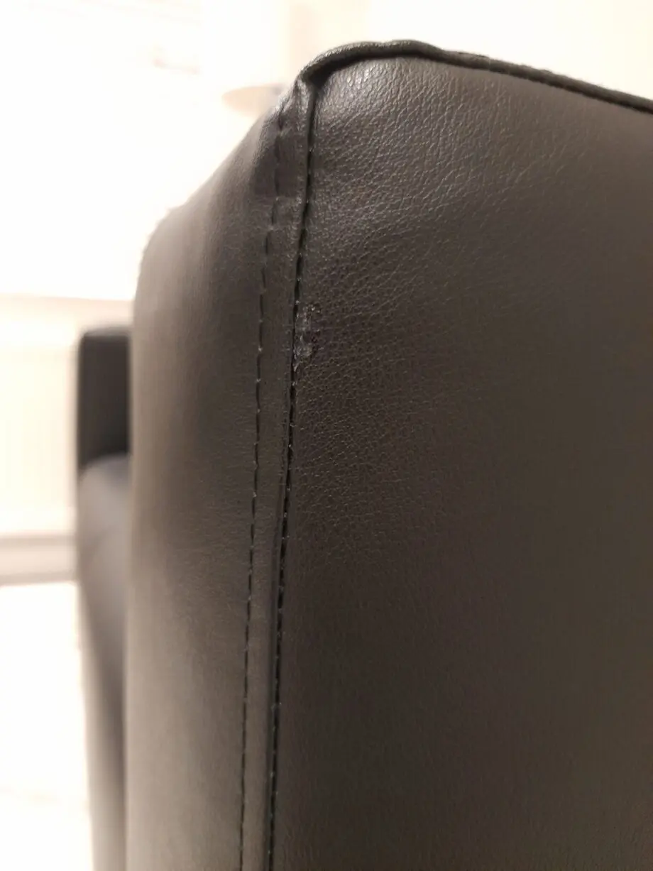 Black, imitation leather, Ikea 2-seater sofa