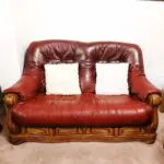 Oak and leather sofa set