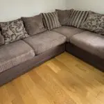 DFS Brown Corner Sofa with footstool