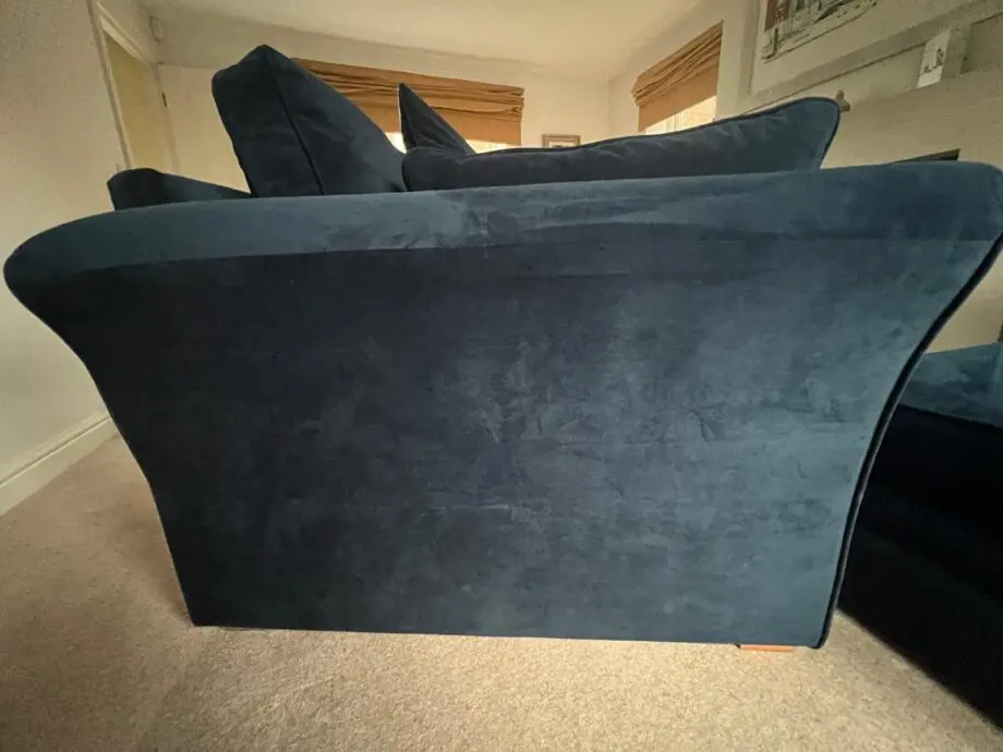 Midnight blue velvet 3 seater sofa with matching ottoman