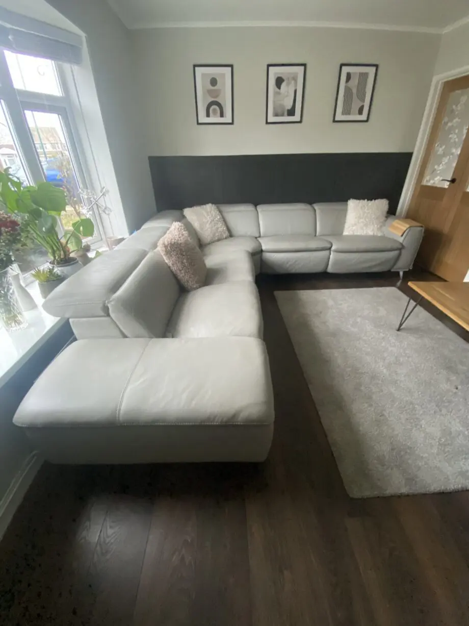 DFS Vernosa leather heated electric recliner corner sofa
