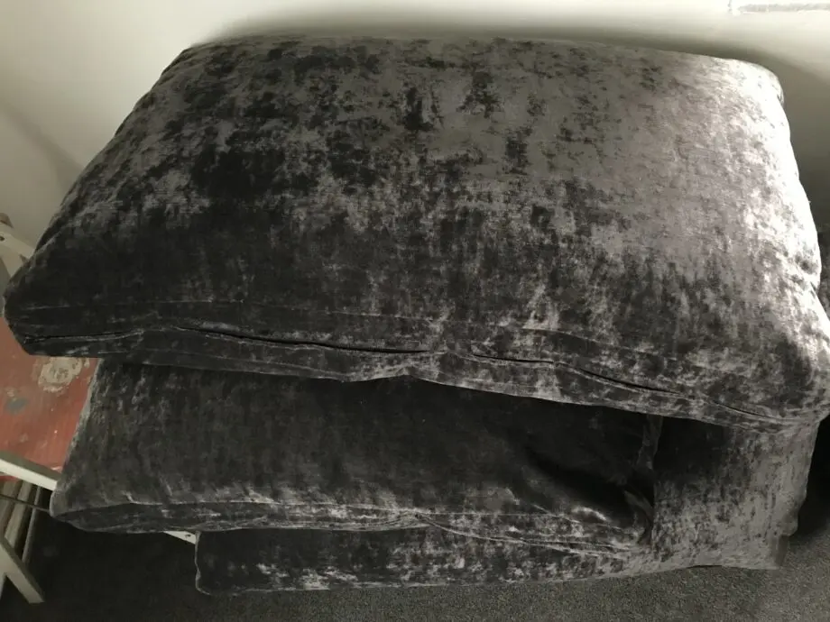 Crushed velvet fabric, Modena Anthracite/Grey colour Left hand Corner sofa.