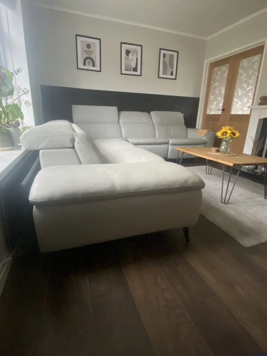 DFS Vernosa leather heated electric recliner corner sofa