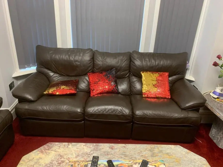 3+2+1 Brown Sofa Set, Manual Reclining Sofa