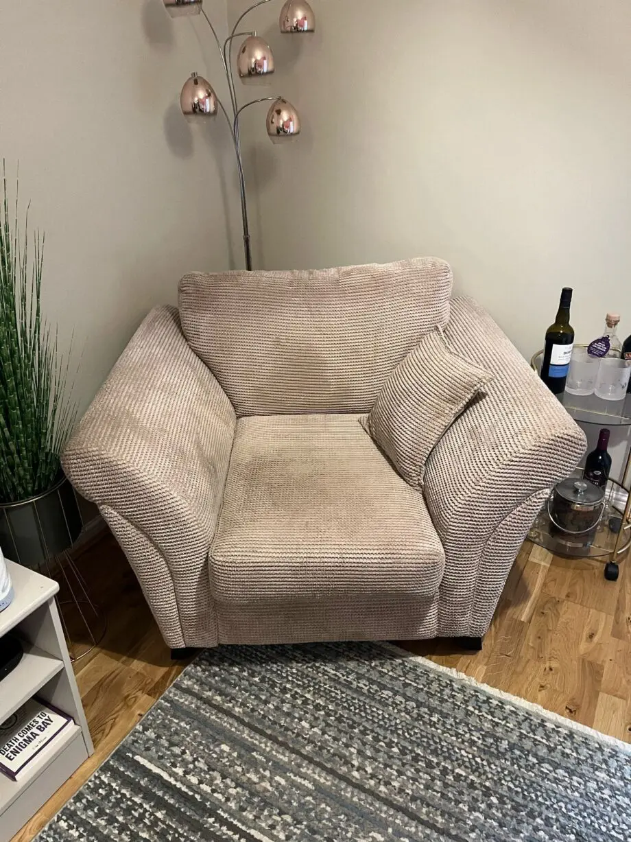Oversized DFS Cord Comfy Armchair – Neutral Colour