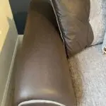 3 seater, fabric scatter back sofa with matching pouffe