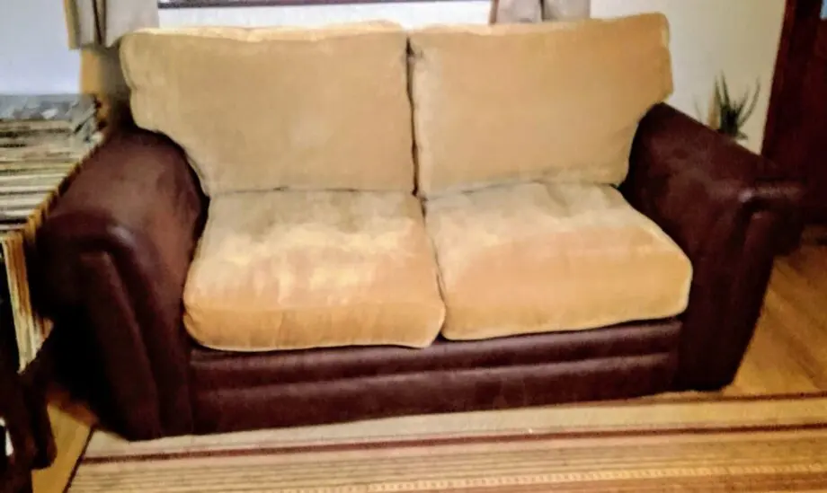 DFS brown faux suede sofa bed