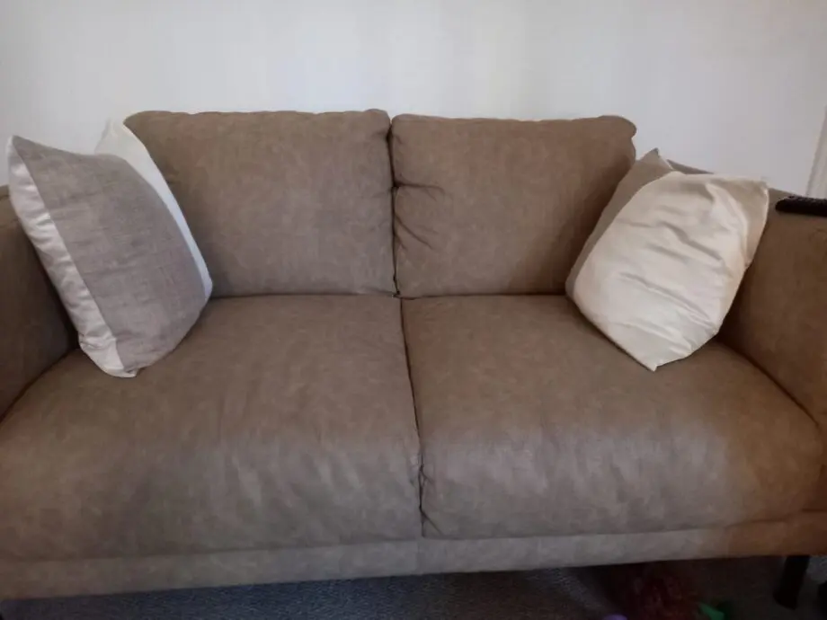 One coffee brown 3seater and one cream 2seater sofas