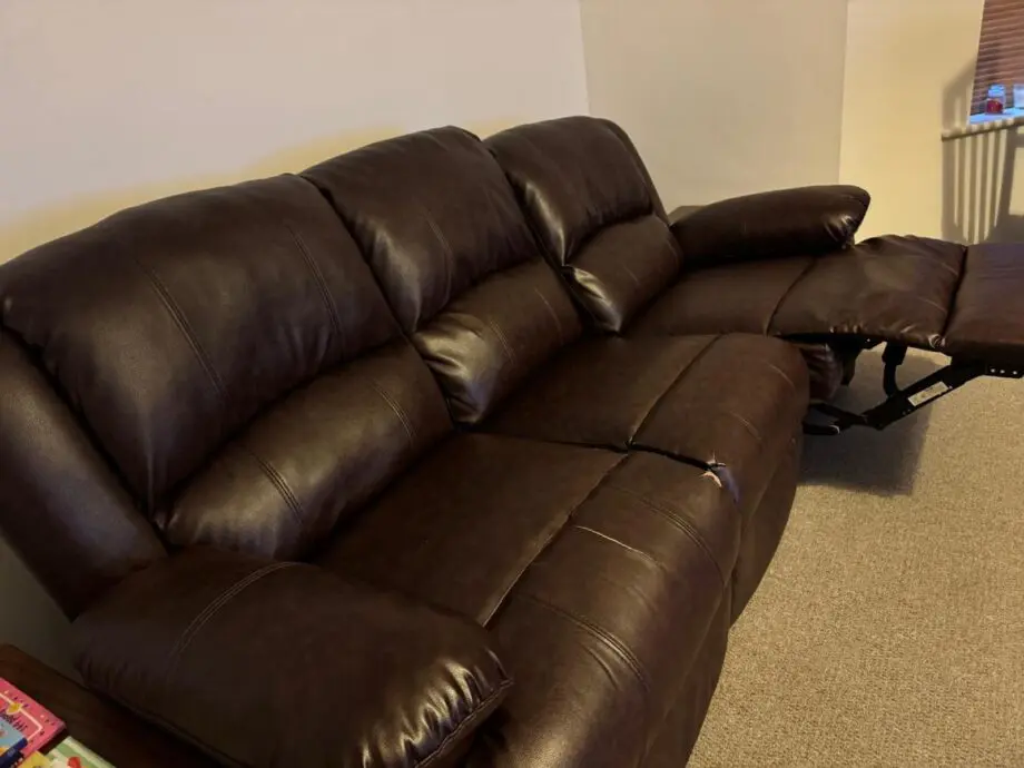One coffee brown 3seater and one cream 2seater sofas