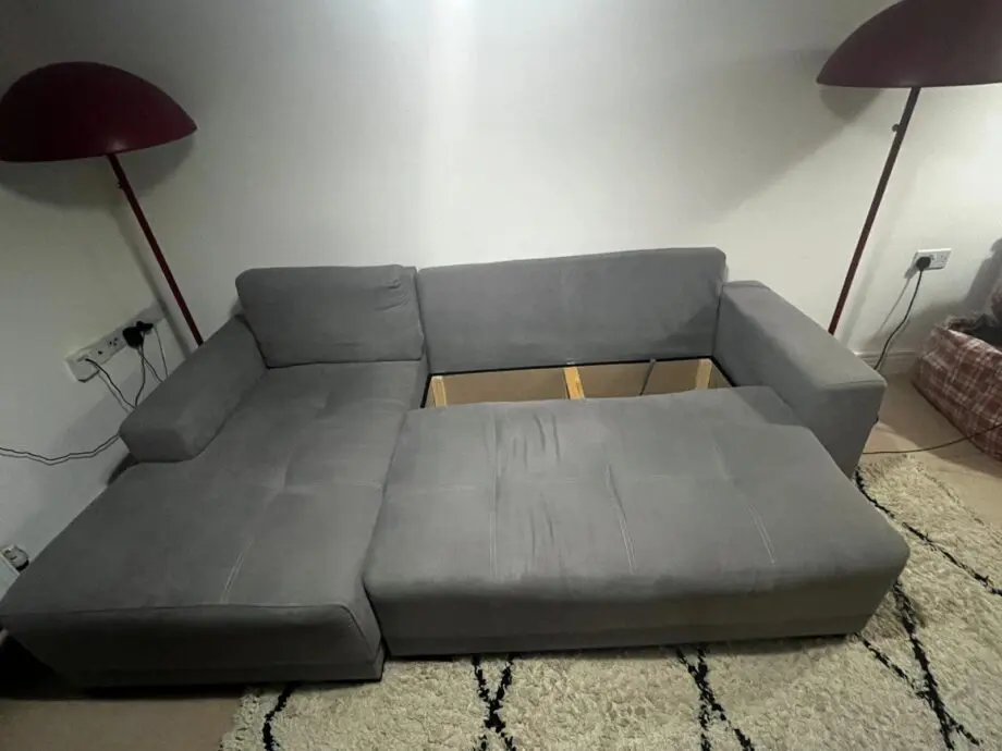 Cimiano Corner Sofa Bed with Storage - Grey Fabric Couch with Pull Out Sofa Bed