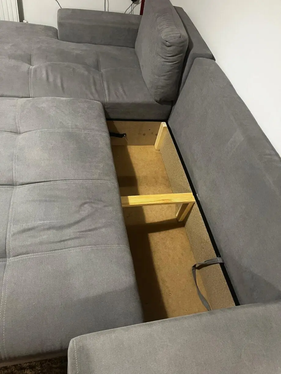 Cimiano Corner Sofa Bed with Storage - Grey Fabric Couch with Pull Out Sofa Bed