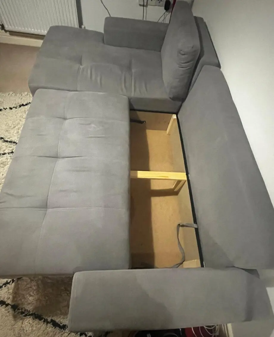 Cimiano Corner Sofa Bed with Storage - Grey Fabric Couch with Pull Out Sofa Bed