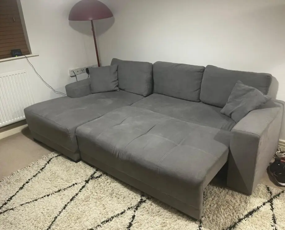 Cimiano Corner Sofa Bed with Storage - Grey Fabric Couch with Pull Out Sofa Bed